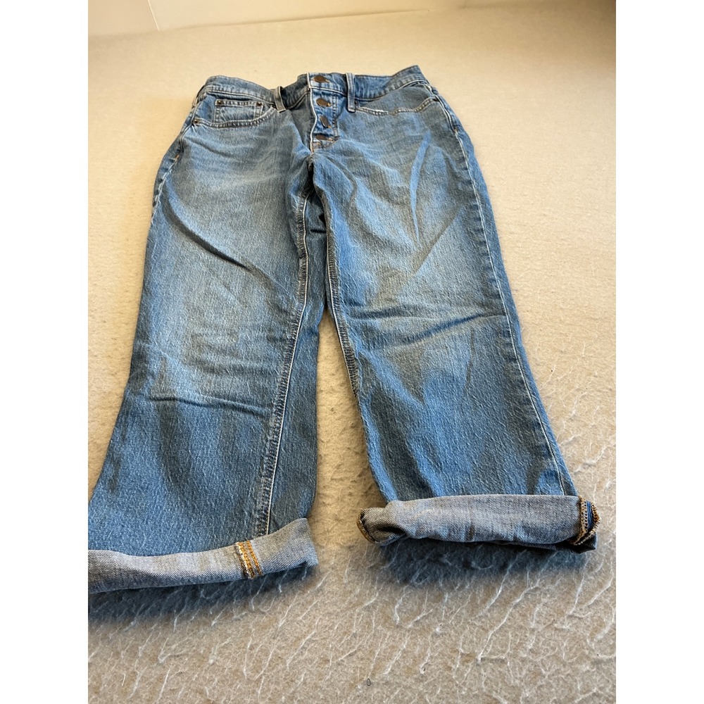 J.Crew Re-Imagined Boyfriend Jeans Button Fly Blue‎ Denim Size 29 Straight Leg